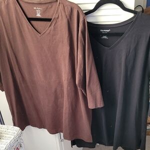 2 Ulla Popken Relaxed Cotton Tees 1/Brown & 1/Black 16/18